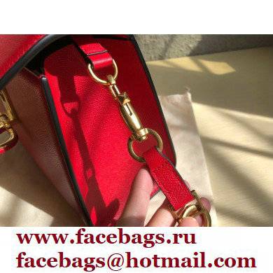 Valentino VSLING Grainy Calfskin Small Handbag Red 2021 - Click Image to Close