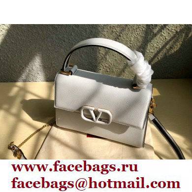 Valentino VSLING Grainy Calfskin Small Handbag White 2021 - Click Image to Close