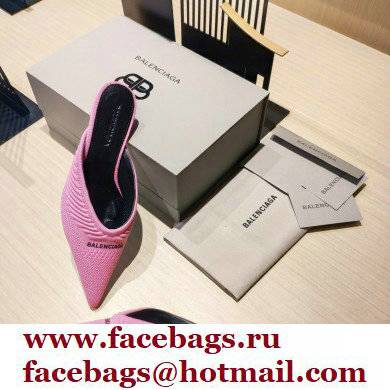 Balenciaga Heel 4cm Knife 2.0 Knit Mules Pink 2022 - Click Image to Close