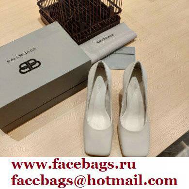 Balenciaga Heel 8.5cm Void d'Orsay Pumps Leather White 2022 - Click Image to Close