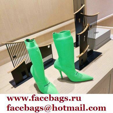 Balenciaga Heel 9cm Knife 2.0 Knit Bootie Ankle Boots Green 2022