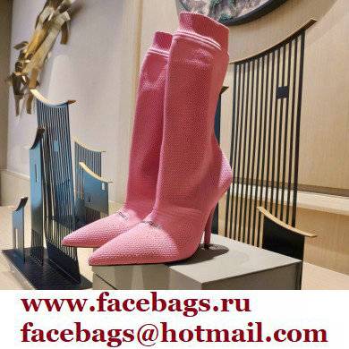 Balenciaga Heel 9cm Knife 2.0 Knit Bootie Ankle Boots Pink 2022