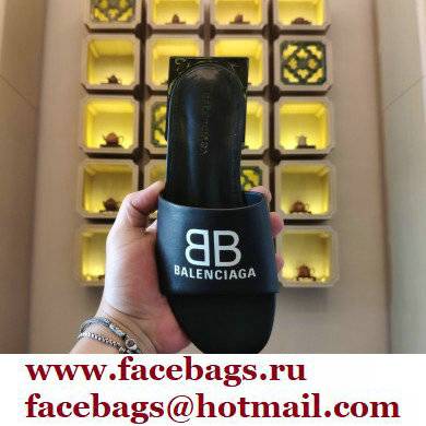 Balenciaga Squared Heel 2.5cm Box Sandals BB Logo Black 2021