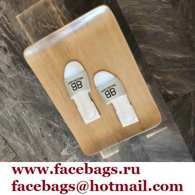 Balenciaga Squared Heel 2.5cm Box Sandals BB Logo Croco Pattern White 2021 - Click Image to Close