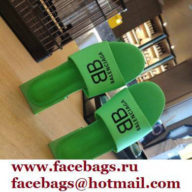 Balenciaga Squared Heel 2.5cm Box Sandals BB Logo Green 2021