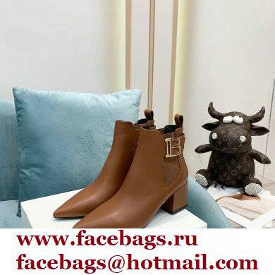 Balmain Heel 6cm Ankle Boots Leather Brown with Balmain Monogram Logo 2021