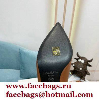 Balmain Heel 6cm Ankle Boots Leather Brown with Balmain Monogram Logo 2021