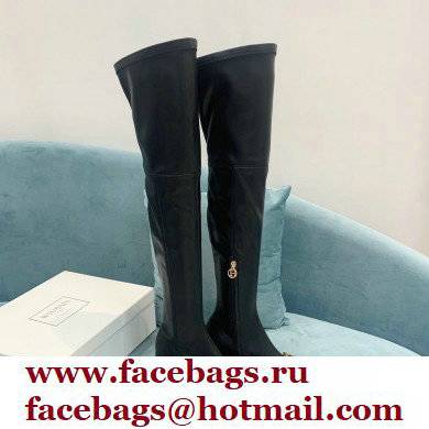 Balmain Heel 6cm B Plaque Thigh-high Boots Leather Black 2021 - Click Image to Close