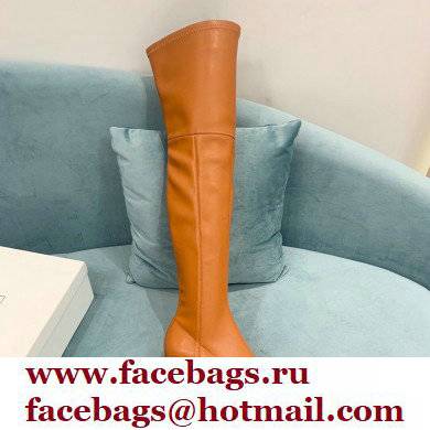 Balmain Heel 6cm B Plaque Thigh-high Boots Leather Brown 2021