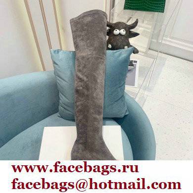 Balmain Heel 6cm B Plaque Thigh-high Boots Suede Gray 2021