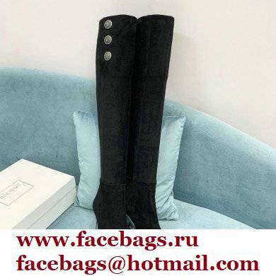 Balmain Heel 9.5cm Nelly Thigh-high Boots Suede Black 2021