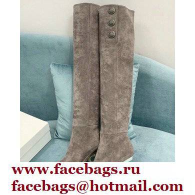 Balmain Heel 9.5cm Nelly Thigh-high Boots Suede Gray 2021