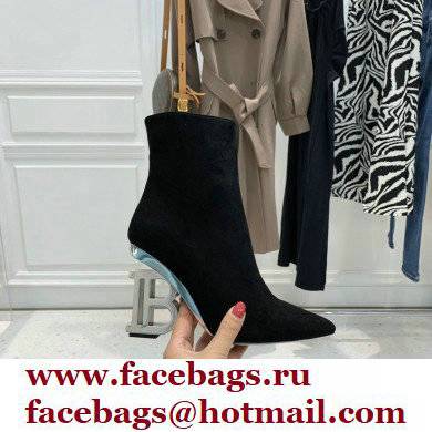 Balmain Heel 9.5cm Nicole Ankle Boots Suede Black 2021
