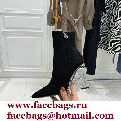Balmain Heel 9.5cm Nicole Ankle Boots Suede Black 2021