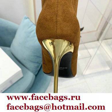 Balmain Heel 9.5cm Raven Thigh-high Boots Suede Brown 2021