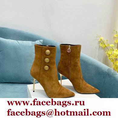 Balmain Heel 9.5cm Roni Ankle Boots Suede Brown 2021