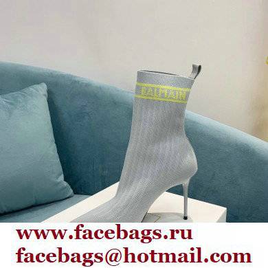 Balmain Heel 9.5cm Stretch Knit Skye Ankle Boots Gray 2021