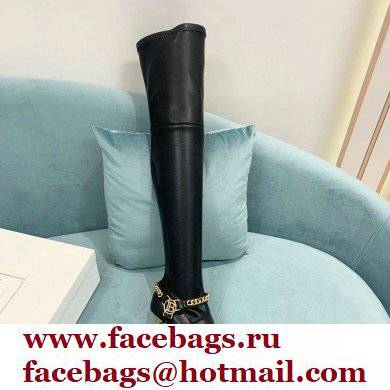 Balmain Okt Chain Detail Thigh-high Boots Leather Black 2021