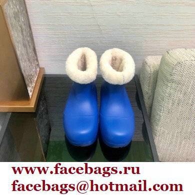Bottega Veneta Shearling Lining Puddle Rubber Ankle Boots Blue 2021 - Click Image to Close