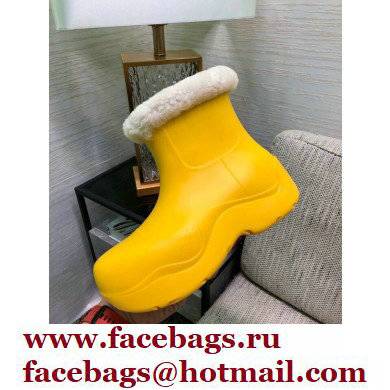 Bottega Veneta Shearling Lining Puddle Rubber Ankle Boots Yellow 2021