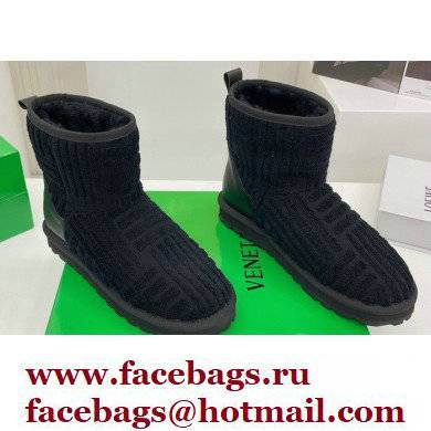 Bottega Veneta Shearling Lining Towel Ankle Boots Black 2021 - Click Image to Close