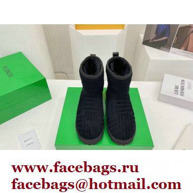 Bottega Veneta Shearling Lining Towel Ankle Boots Black 2021