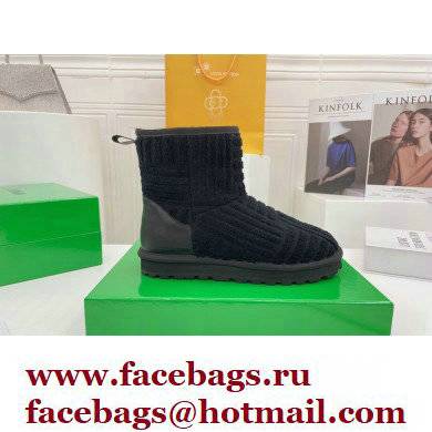 Bottega Veneta Shearling Lining Towel Ankle Boots Black 2021 - Click Image to Close