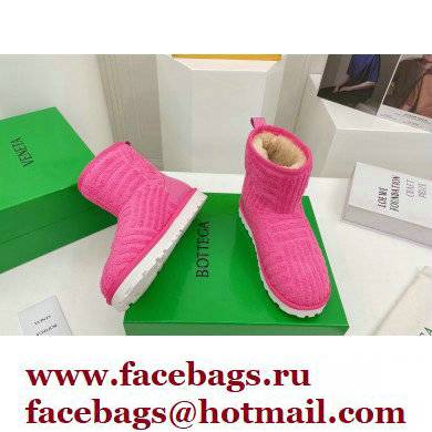 Bottega Veneta Shearling Lining Towel Ankle Boots Fuchsia 2021
