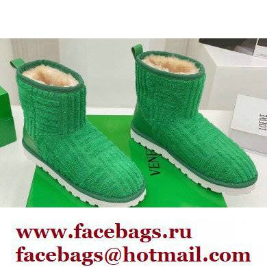 Bottega Veneta Shearling Lining Towel Ankle Boots Green 2021 - Click Image to Close
