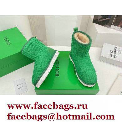 Bottega Veneta Shearling Lining Towel Ankle Boots Green 2021