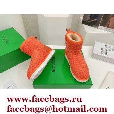 Bottega Veneta Shearling Lining Towel Ankle Boots Orange 2021 - Click Image to Close