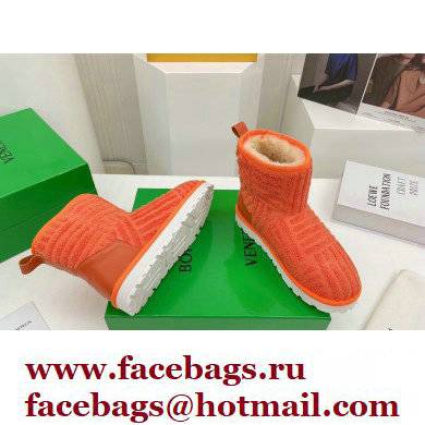 Bottega Veneta Shearling Lining Towel Ankle Boots Orange 2021