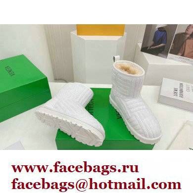 Bottega Veneta Shearling Lining Towel Ankle Boots White 2021