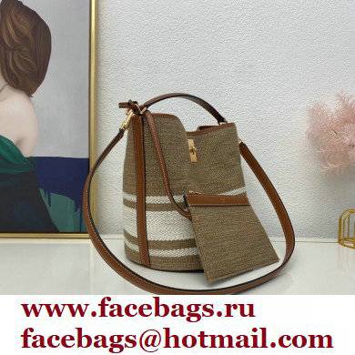 Celine Bucket 16 Bag Beige in Textile with Celine print and Calfskin