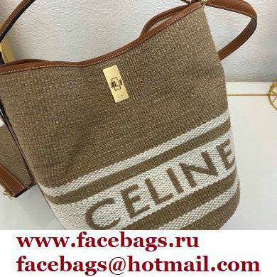 Celine Bucket 16 Bag Beige in Textile with Celine print and Calfskin - Click Image to Close