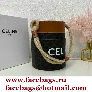 Celine Bucket Bag Tan in Triomphe Canvas and Calfskin - Click Image to Close