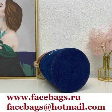 Celine Bucket Bag in Denim Blue with celine print and Calfskin - Click Image to Close
