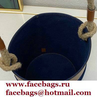 Celine Bucket Bag in Denim Blue with celine print and Calfskin
