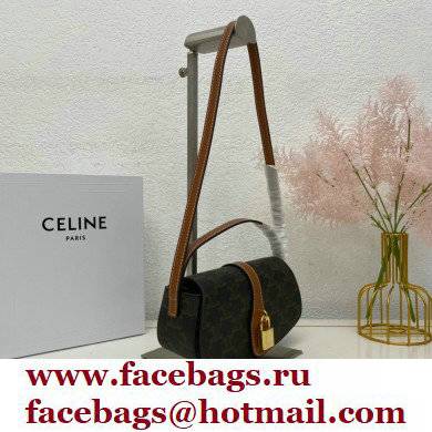 Celine CLUTCH ON STRAP Bag Tan in Triomphe canvas and calfskin - Click Image to Close