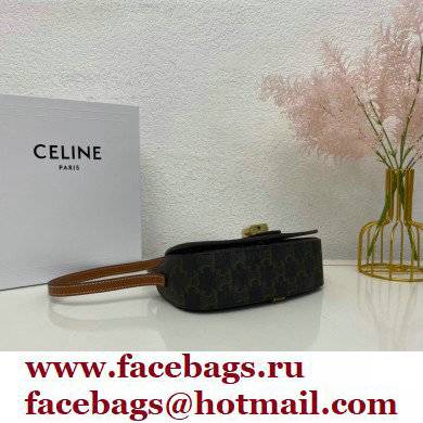 Celine CLUTCH ON STRAP Bag Tan in Triomphe canvas and calfskin - Click Image to Close