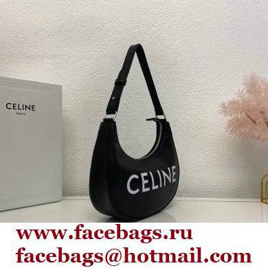 Celine Medium Ava Bag Black in Smooth Calfskin with Celine Print
