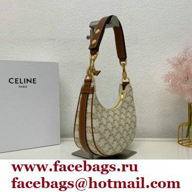 Celine Medium Strap Ava Bag White in Triomphe Canvas and Calfskin