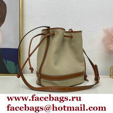 Celine Seau Marin Bucket Bag in Textile and Calfskin