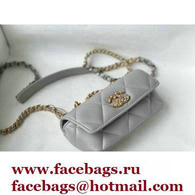 Chanel 19 Glasses Case Mini Bag with Classic Chain AP2044 Gray 2021 - Click Image to Close