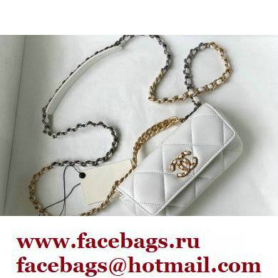 Chanel 19 Glasses Case Mini Bag with Classic Chain AP2044 White 2021 - Click Image to Close