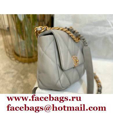 Chanel 19 Small Leather Flap Bag AS1160 gray 2021 - Click Image to Close