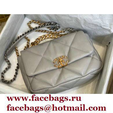 Chanel 19 Small Leather Flap Bag AS1160 gray 2021 - Click Image to Close