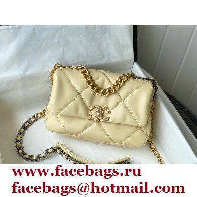 Chanel 19 Small Leather Flap Bag AS1160 light yellow 2021 - Click Image to Close