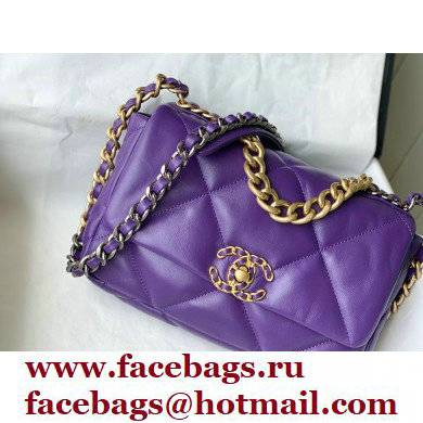 Chanel 19 Small Leather Flap Bag AS1160 purple 2021 - Click Image to Close