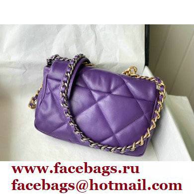 Chanel 19 Small Leather Flap Bag AS1160 purple 2021